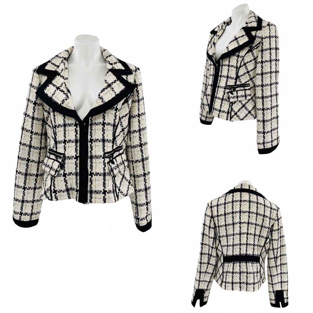 WHITE HOUSE BLACK MARKET Tweed Wool Blend Cropped Jacket Size 14